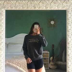 Medium grey and leopard print pullover vans sweatshirt